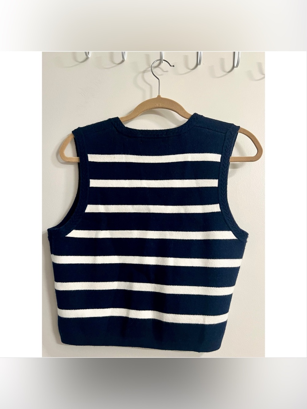Scotch & Soda Navy & White Striped Knit Button Vest - Picture 4 of 6